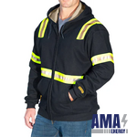 Zip Up Black FR Hoodie With HiVis Striping