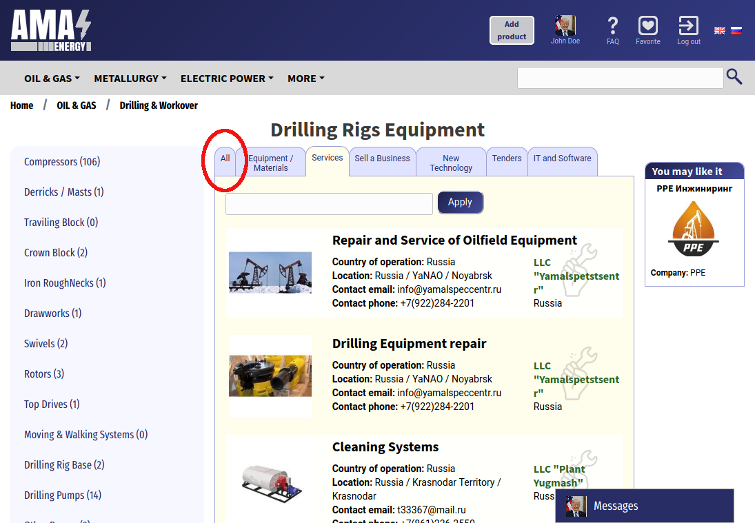 Section filtering by tab result