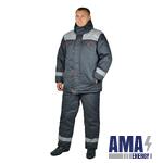 Men&#39;S work suit "Favorite" winter Jacket, semi-knit twill, dark gray with light gray
