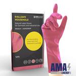 Allsafe Household PINK Cotton flock-lined, pink, medium weight latex Reusable Household gloves