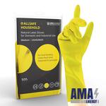 Allsafe Household YELLOW Cotton flock-lined, Yellow, medium weight latex Reusable Household gloves