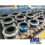 JIS 5K DN150 marine single-sphere rubber expansion joint, ABS and CCS certified 180mm molded rubber bellow with hot-dip galvanized forged steel flanges for high-temperature cooling lines.